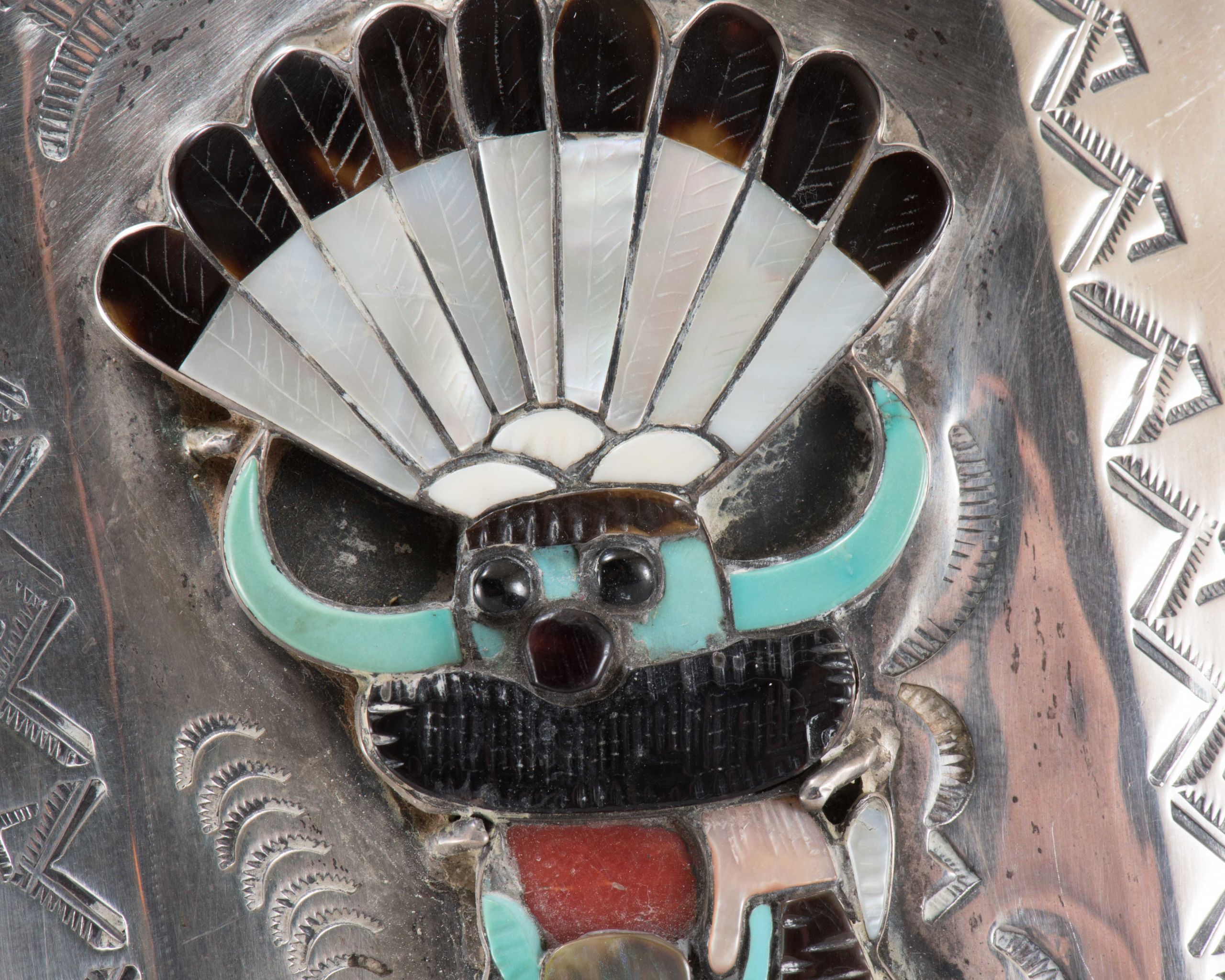 John Hoskie and Eddie Beyuka Silver Box with Inlaid Shalako