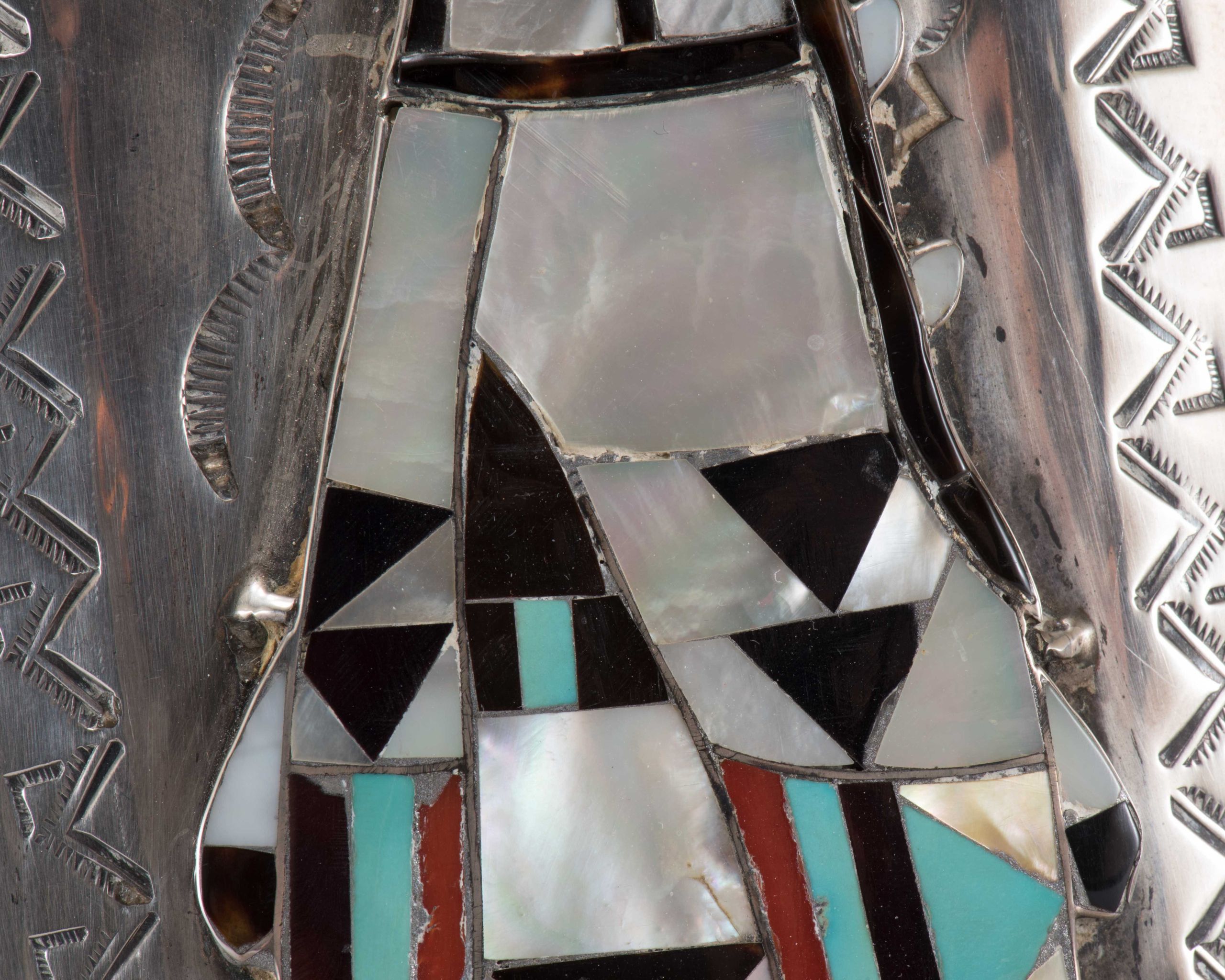 John Hoskie and Eddie Beyuka Silver Box with Inlaid Shalako