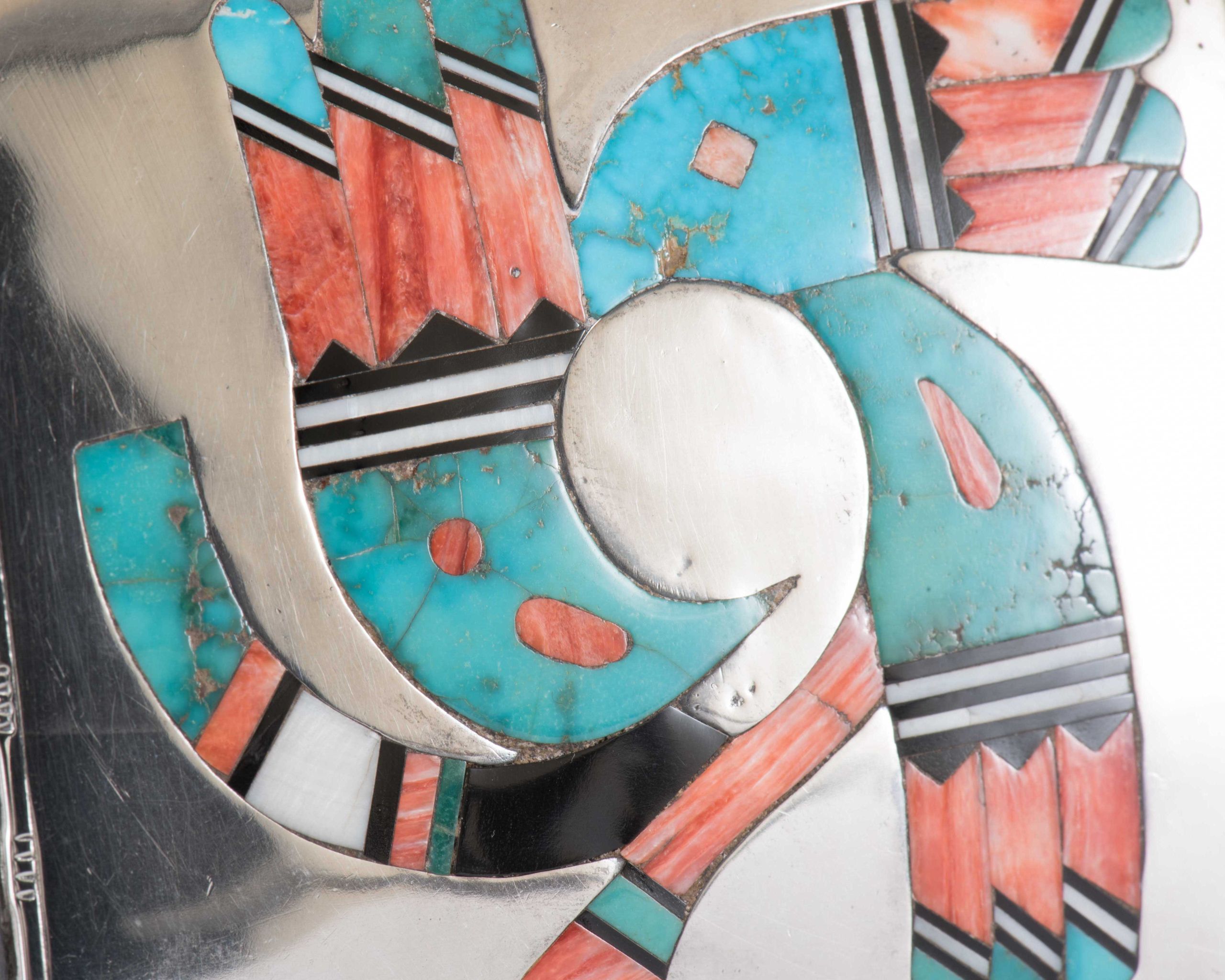 Navajo Silver Box with Zuni Inlay