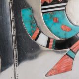 Navajo Silver Box with Zuni Inlay