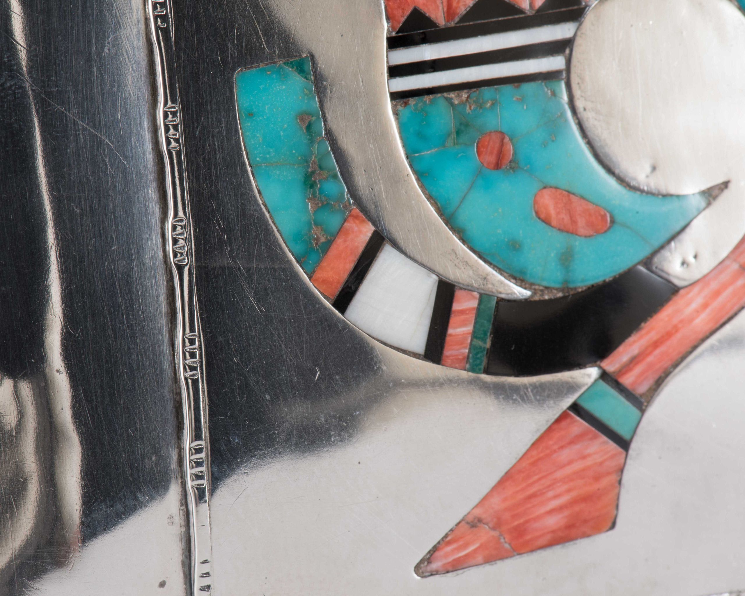 Navajo Silver Box with Zuni Inlay