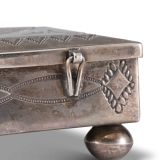 Navajo Silver Box with Zuni Inlaid One Horn Katsina