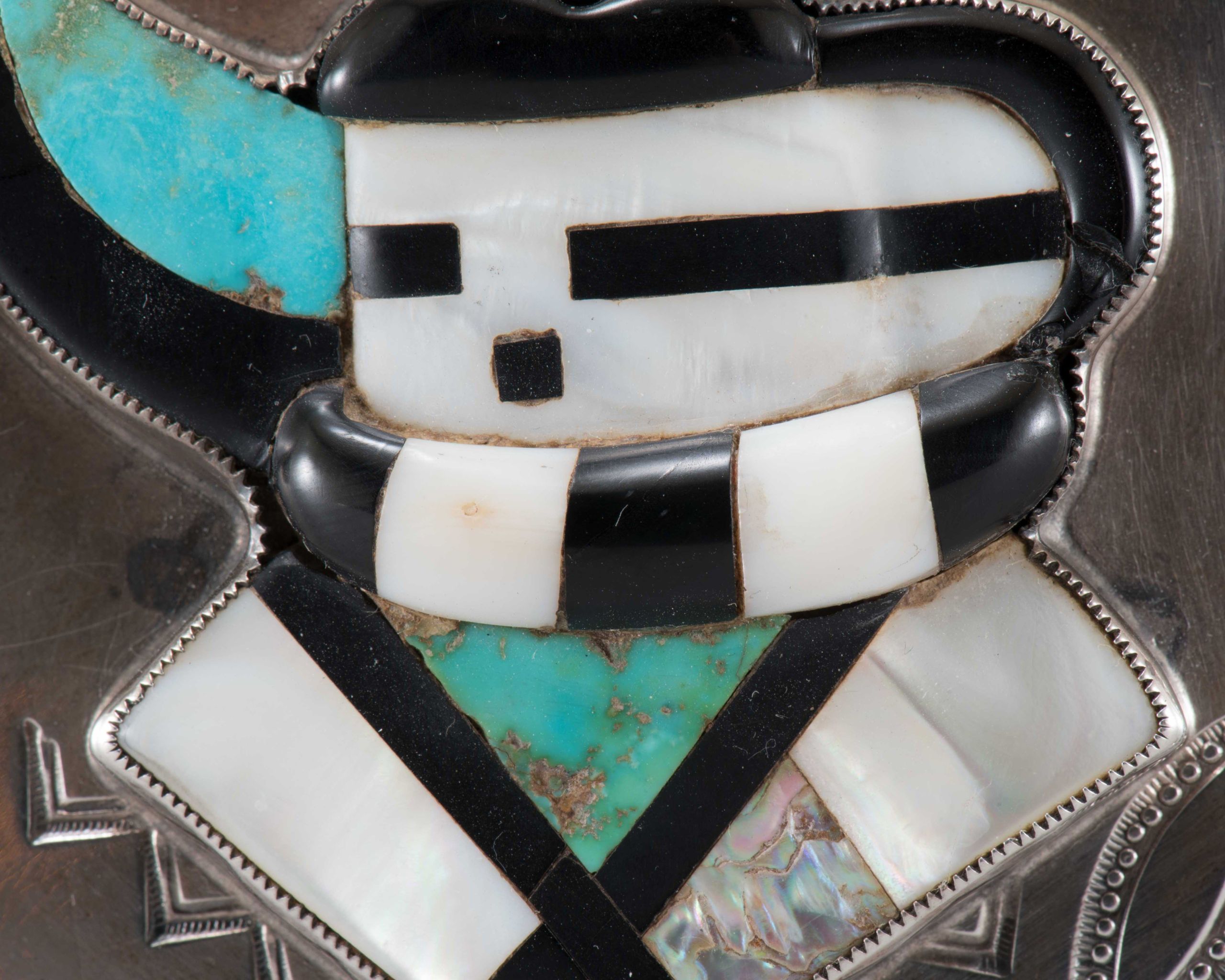 Navajo Silver Box with Zuni Inlaid One Horn Katsina