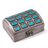 Roger Skeet Sr. and Lambert Homer Jr. Silver Box with Blue Gem Turquoise Zuni Inlay