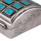Roger Skeet Sr. and Lambert Homer Jr. Silver Box with Blue Gem Turquoise Zuni Inlay