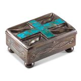 Navajo Silver Box with Zuni Blue Gem Turquoise Inlay