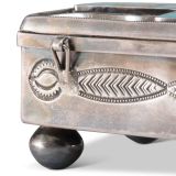 Navajo Silver Box with Zuni Blue Gem Turquoise Inlay