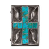 Navajo Silver Box with Zuni Blue Gem Turquoise Inlay