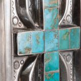 Navajo Silver Box with Zuni Blue Gem Turquoise Inlay
