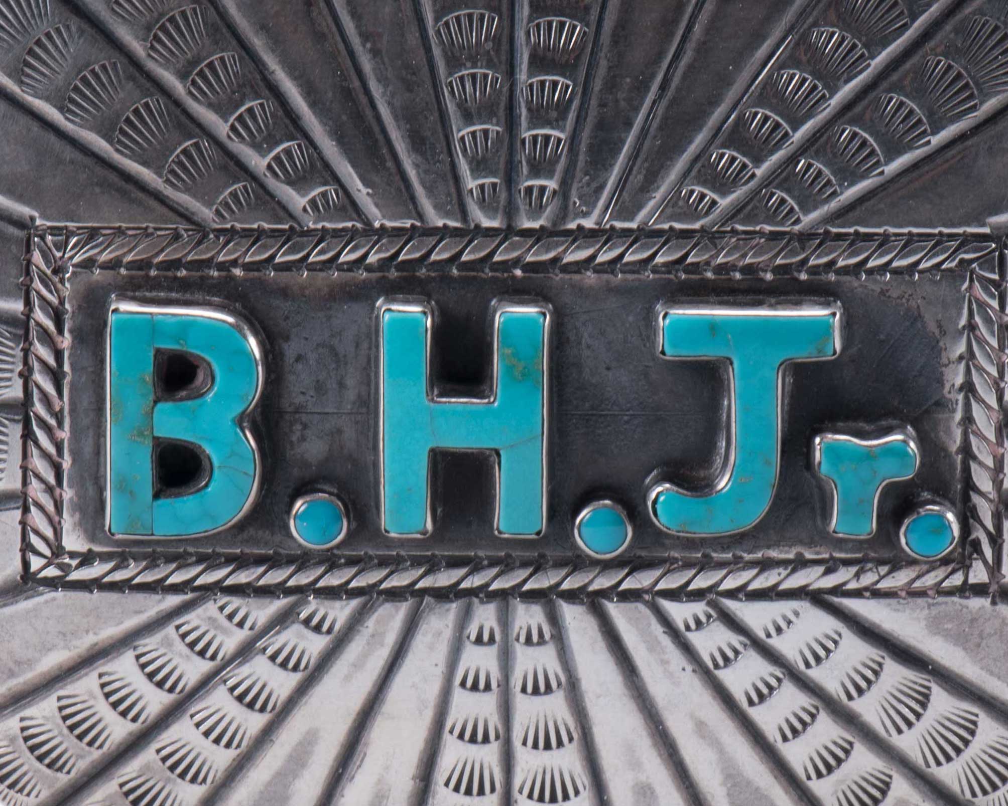 Navajo Silver Humidor with Inlaid Turquoise Monogram