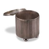 Navajo Silver Cylinder with Zuni Inlaid Butterfly
