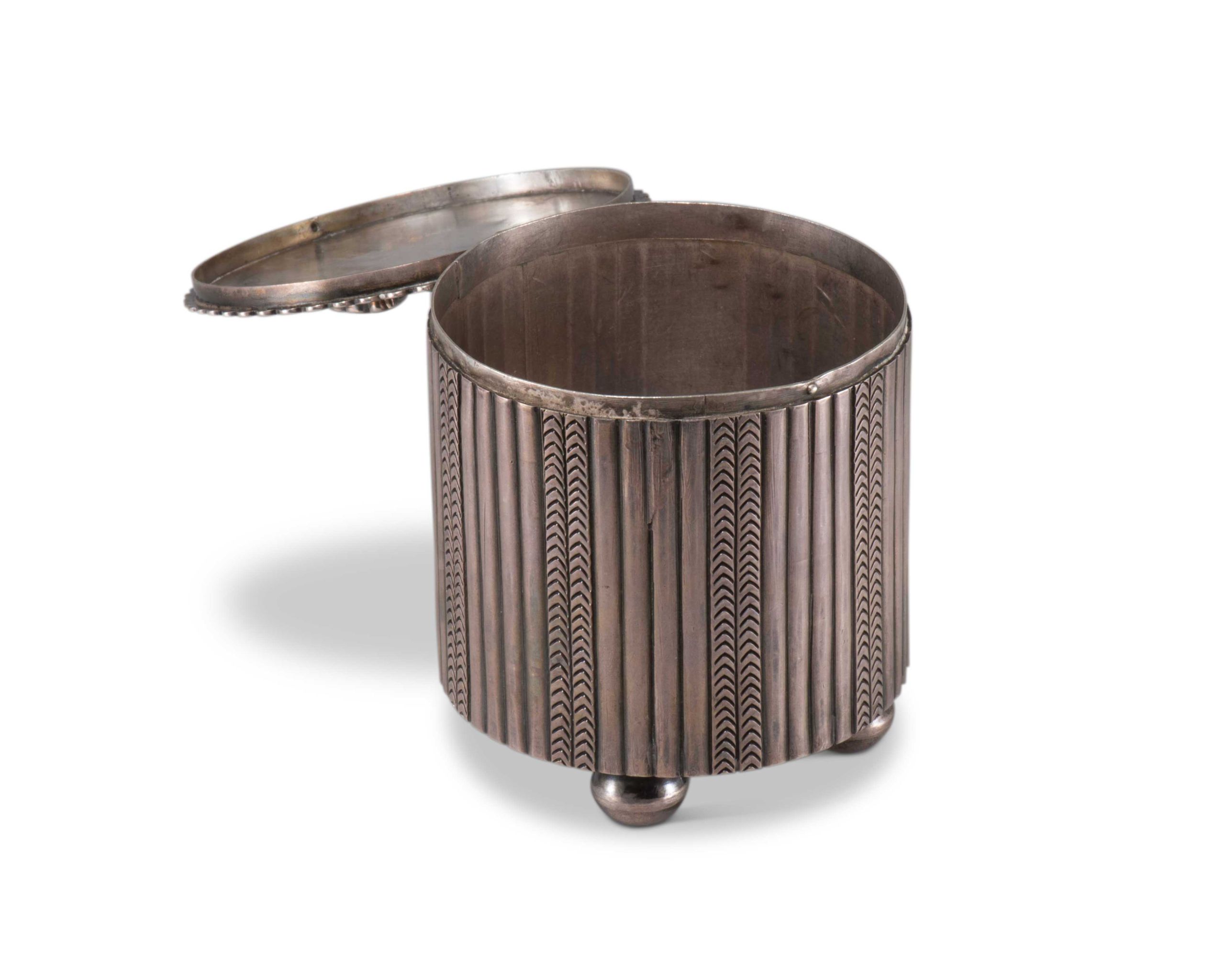 Navajo Silver Cylinder with Zuni Inlaid Butterfly