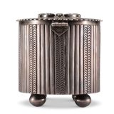 Navajo Silver Cylinder with Zuni Inlaid Butterfly