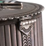 Navajo Silver Cylinder with Zuni Inlaid Butterfly