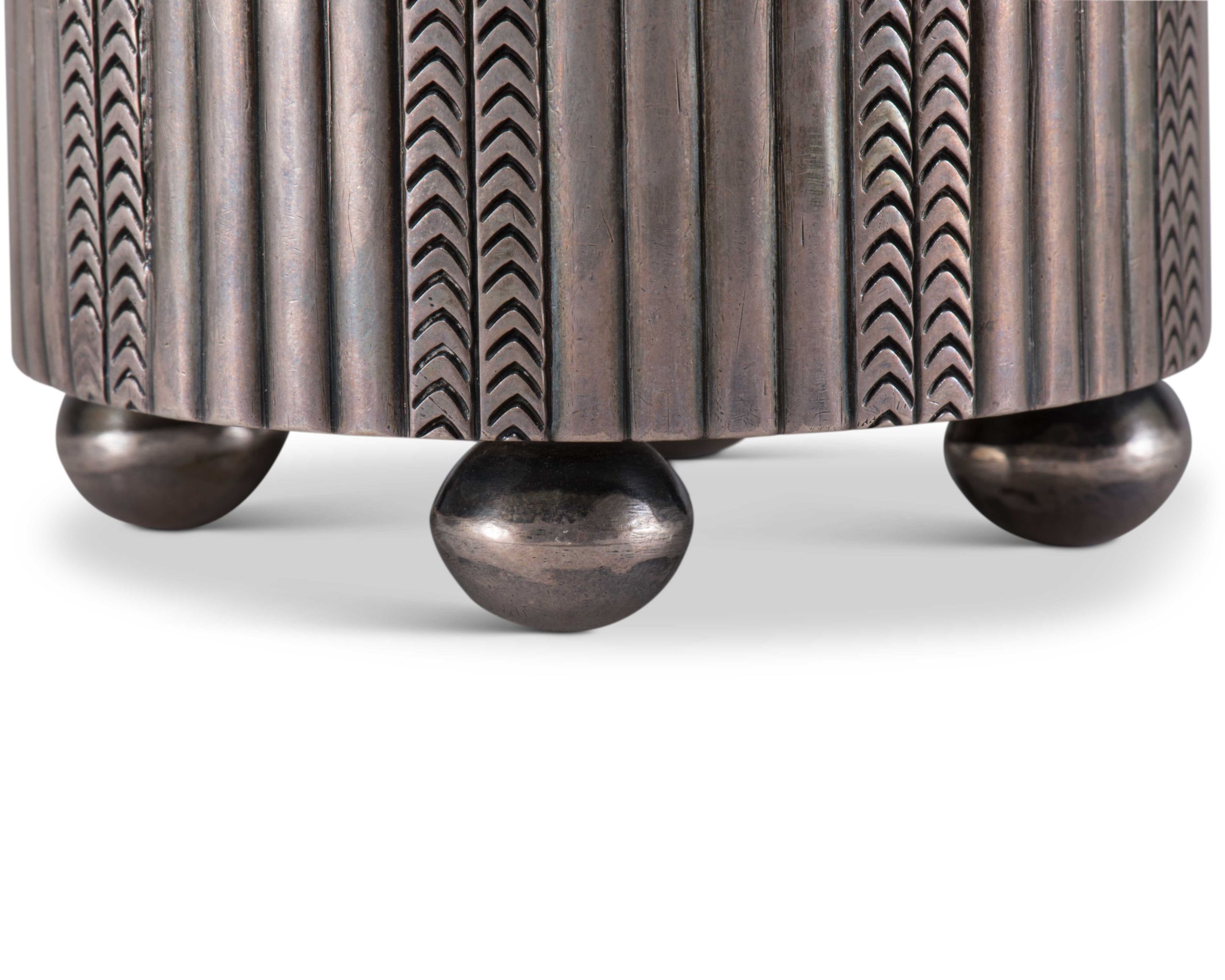 Navajo Silver Cylinder with Zuni Inlaid Butterfly