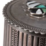 Navajo Silver Cylinder with Zuni Inlaid Butterfly
