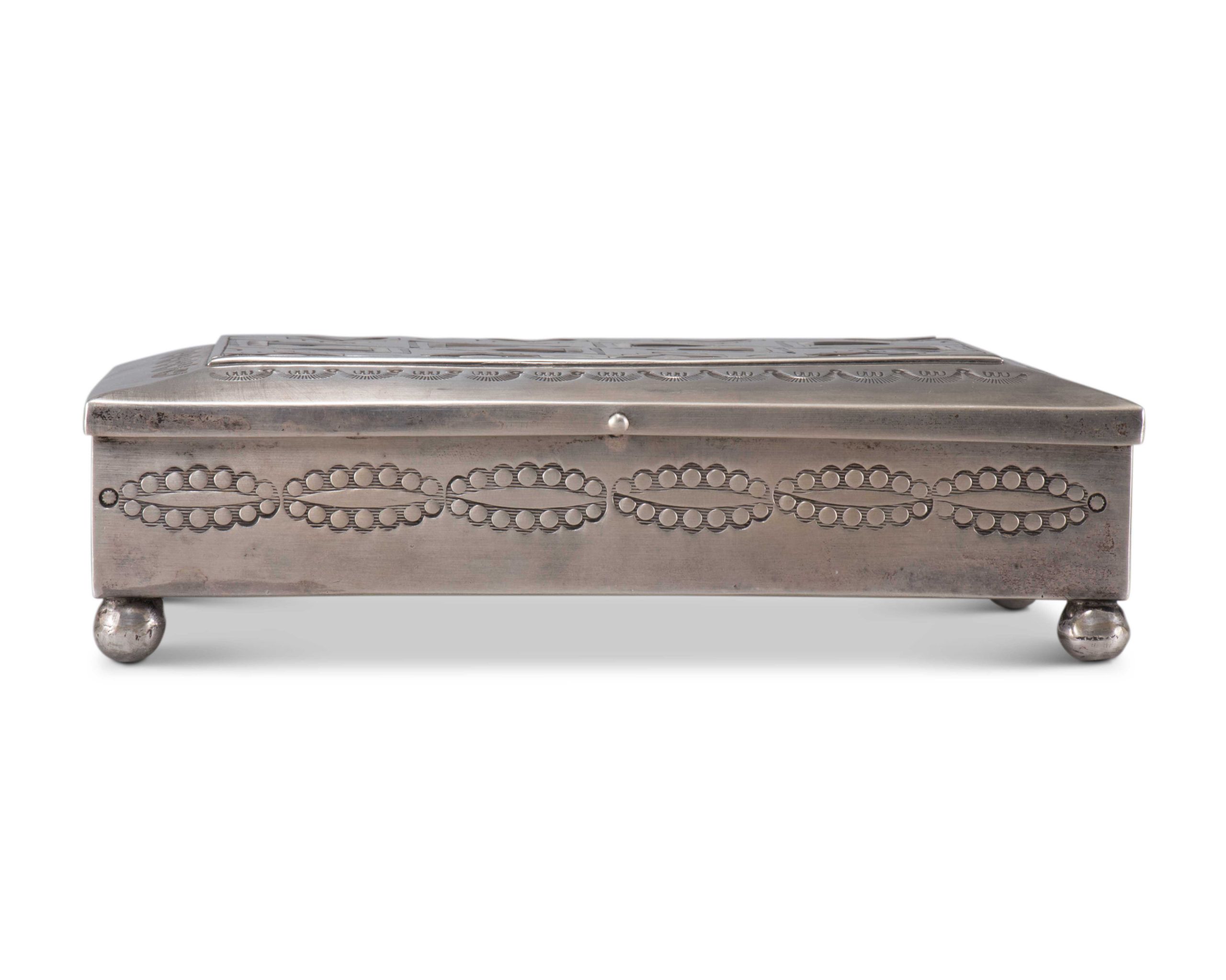 Sam Begay and Bernard Homer Silver Box with Geometric Inlay