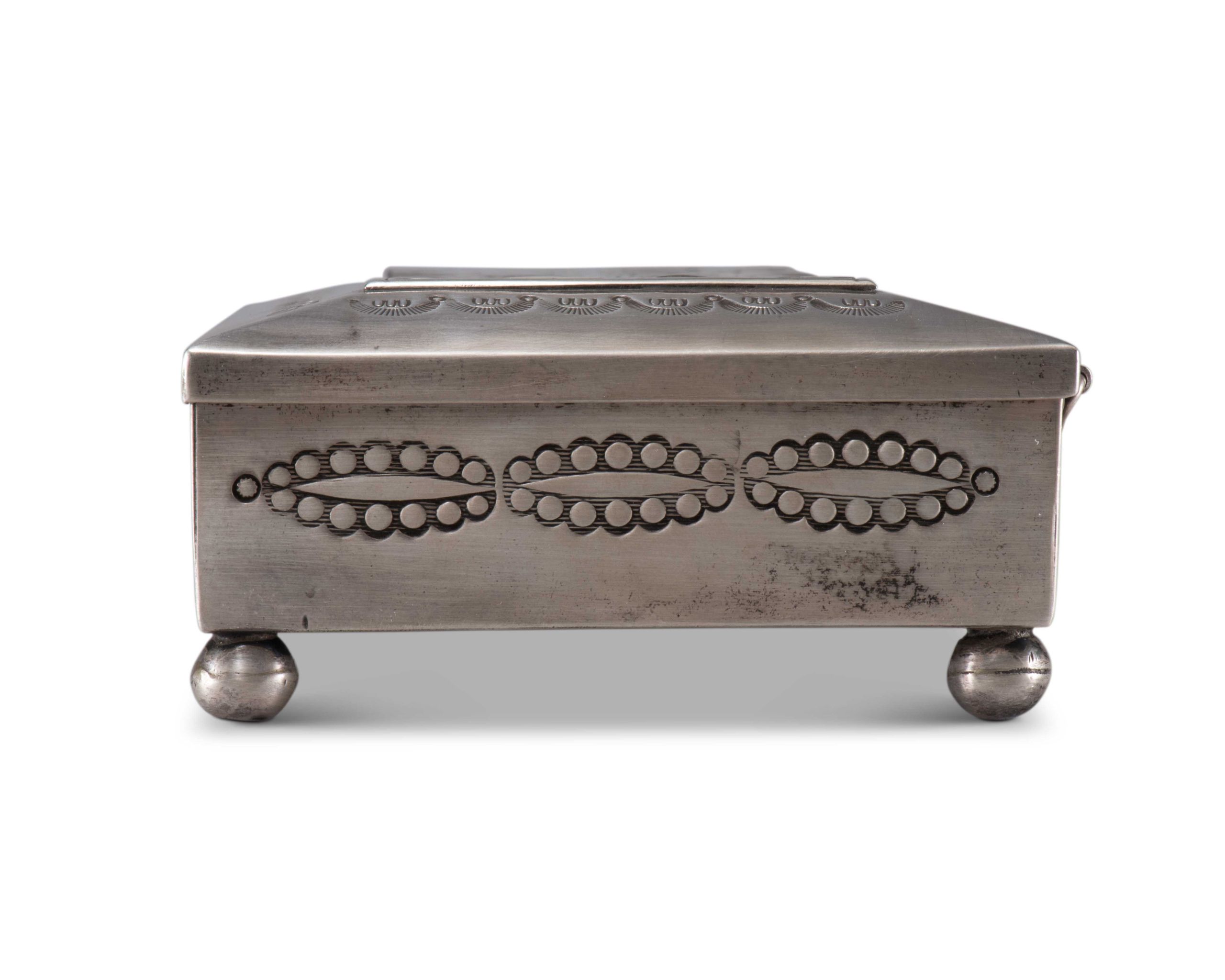 Sam Begay and Bernard Homer Silver Box with Geometric Inlay