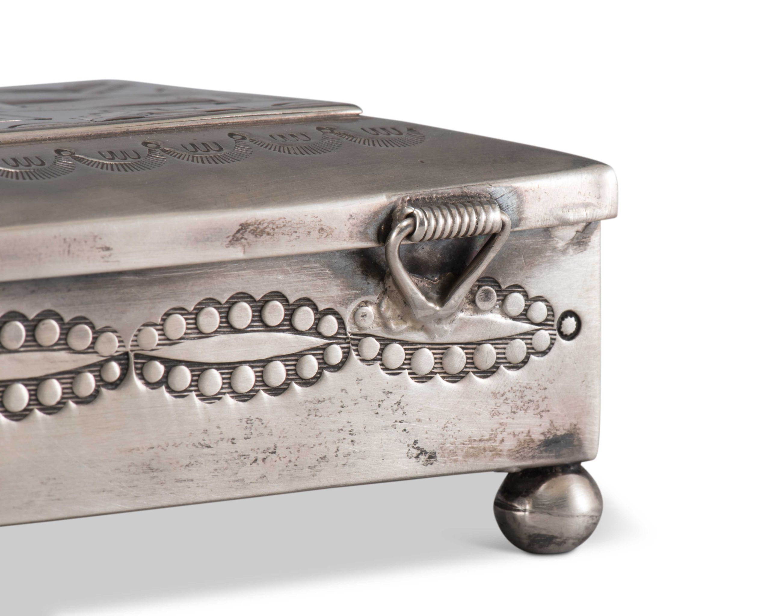 Sam Begay and Bernard Homer Silver Box with Geometric Inlay