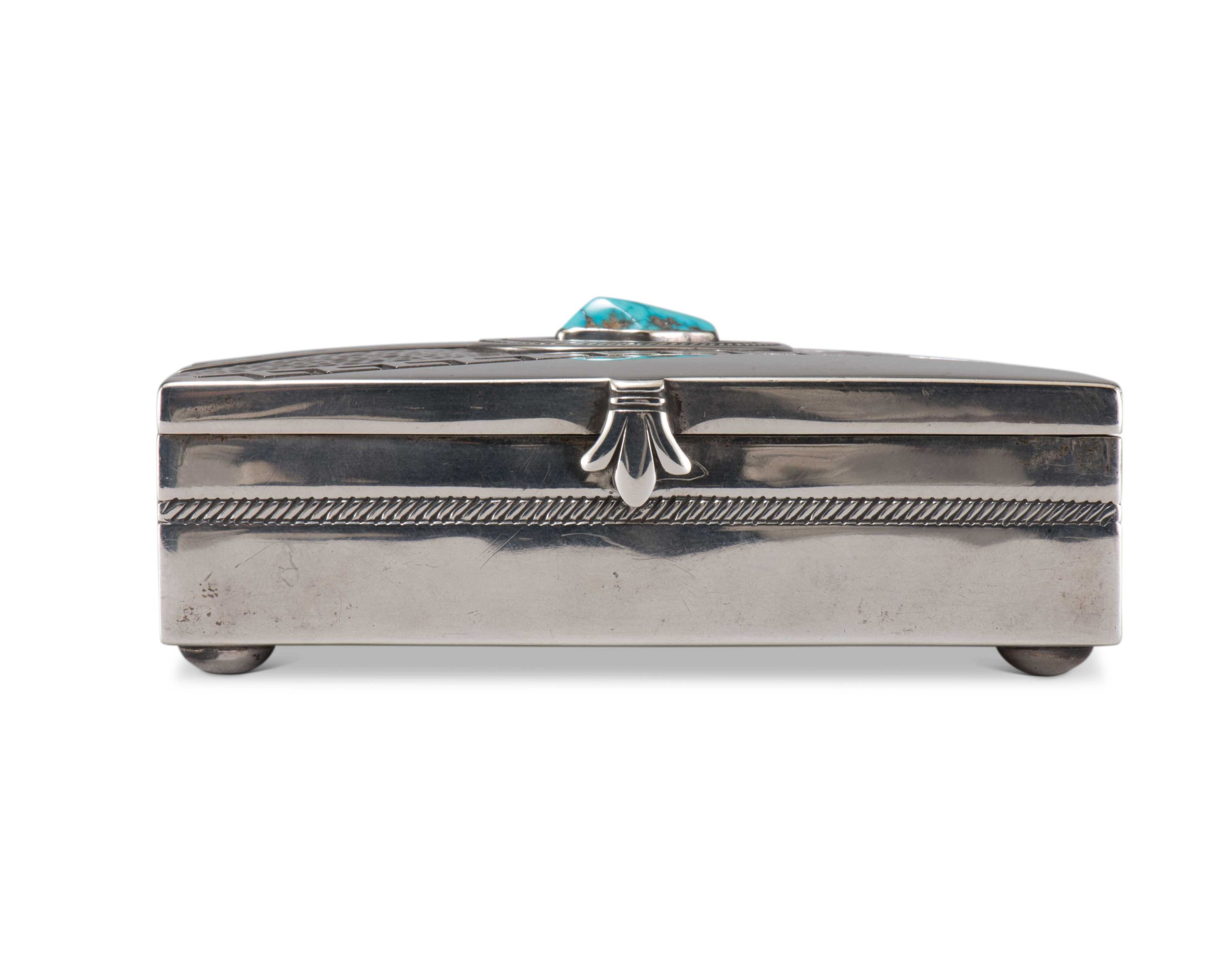 Kenneth Begay Silver Box with Turquoise