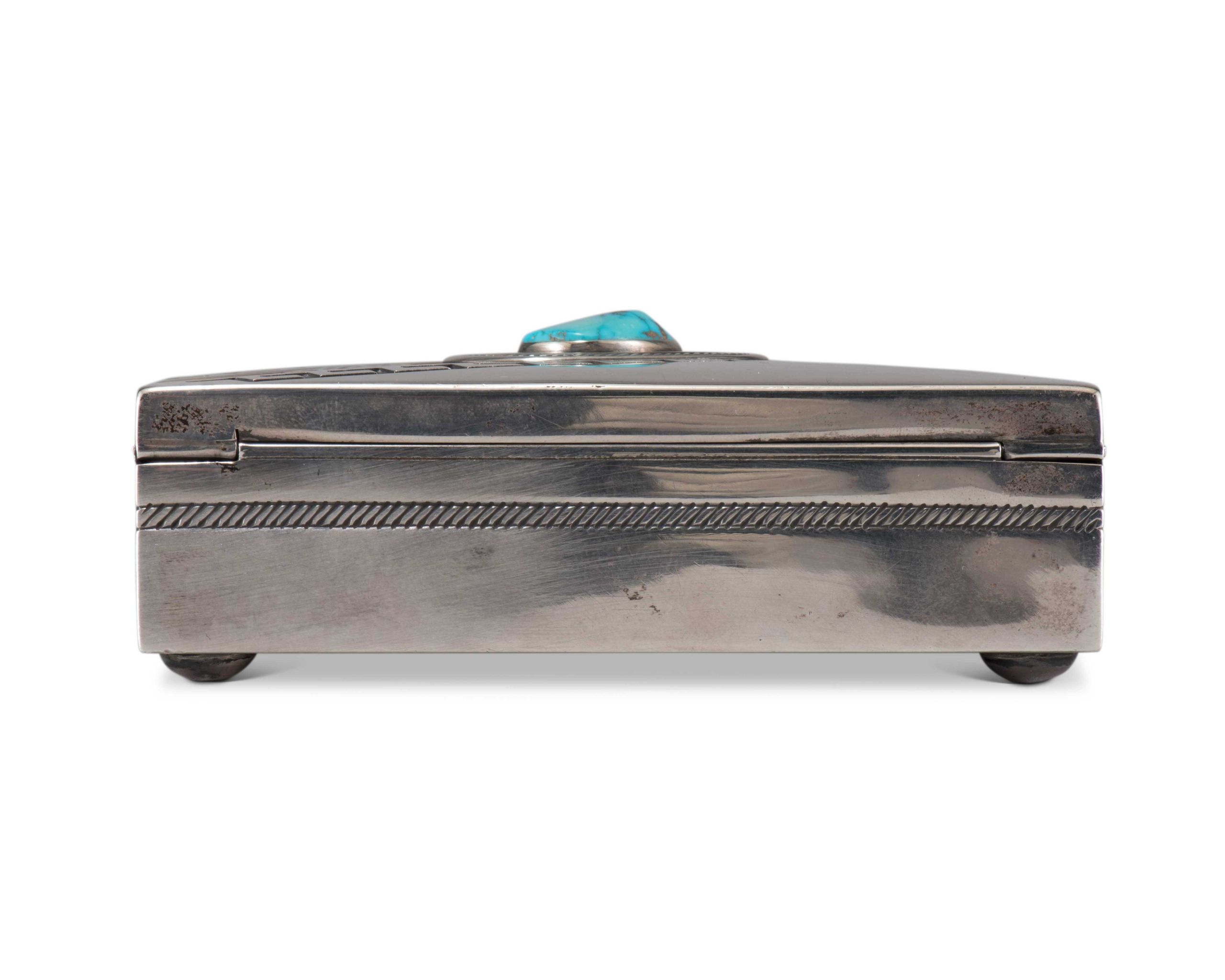Kenneth Begay Silver Box with Turquoise