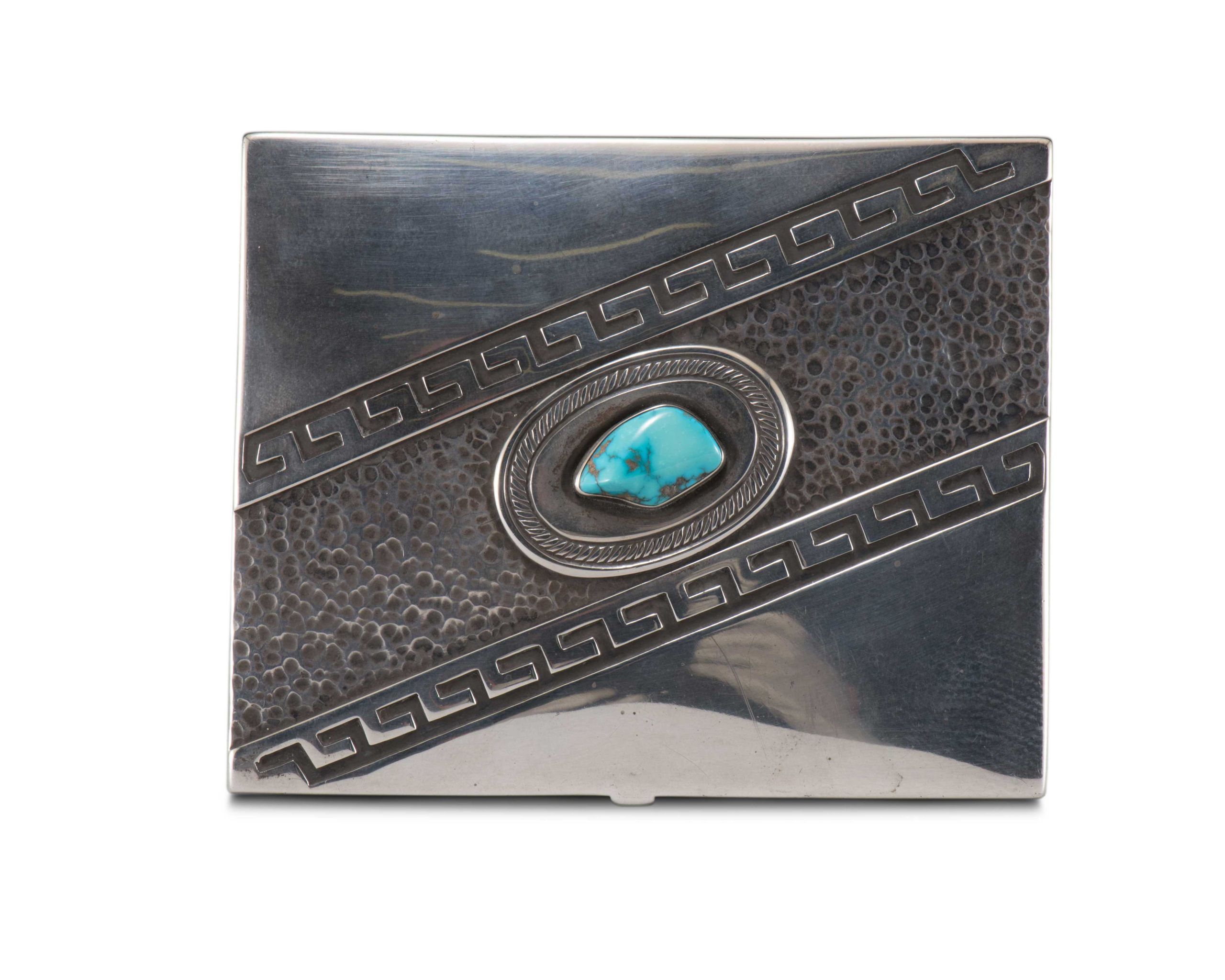Kenneth Begay Silver Box with Turquoise