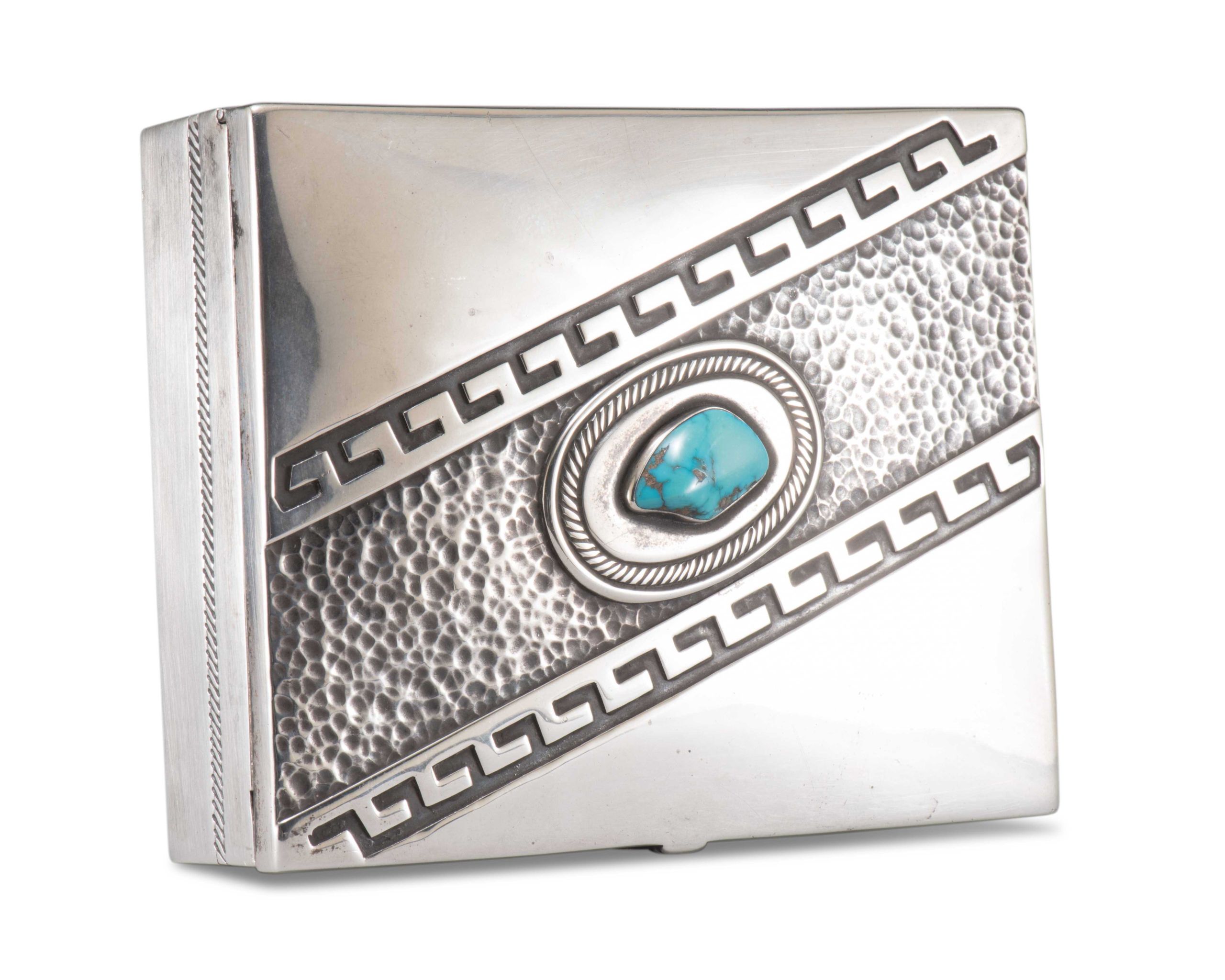 Kenneth Begay Silver Box with Turquoise