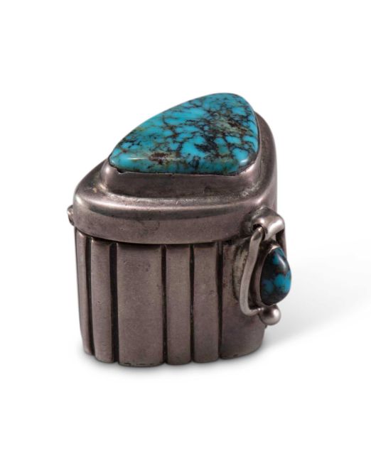 Lewis Lomay Small Silver Box with Turquoise