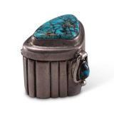 Lewis Lomay Small Silver Box with Turquoise