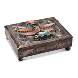 Navajo Silver Box with Zuni Knifewing Man