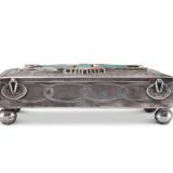 Navajo Silver Box with Zuni Knifewing Man