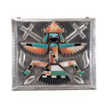 Navajo Silver Box with Zuni Knifewing Man