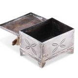 Navajo Silver Box with Leekya Deyuse Bear Fetish Carving