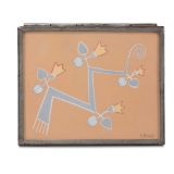 Tin Box with Framed Harrison Begay Painting
