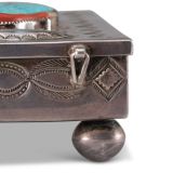 Navajo Box with Turquoise and Coral