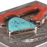 Navajo Box with Turquoise and Coral