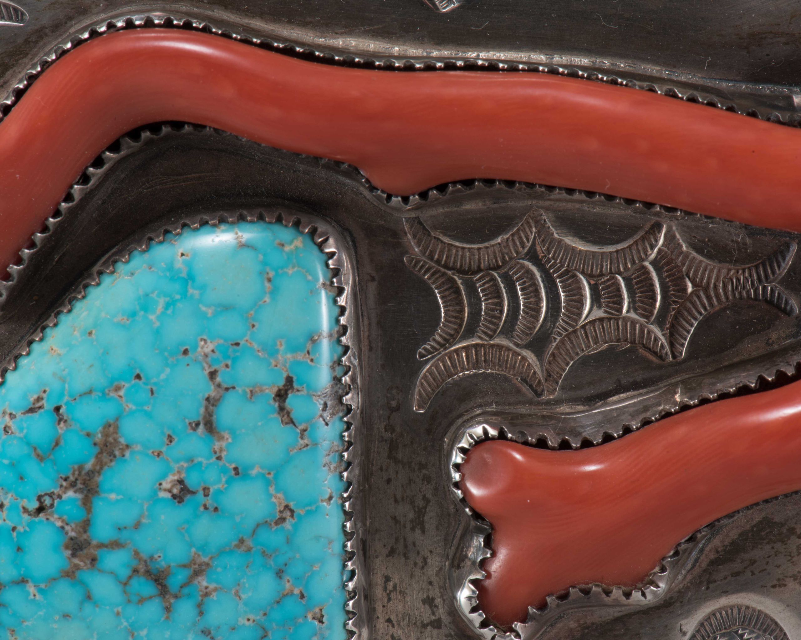 Navajo Box with Turquoise and Coral