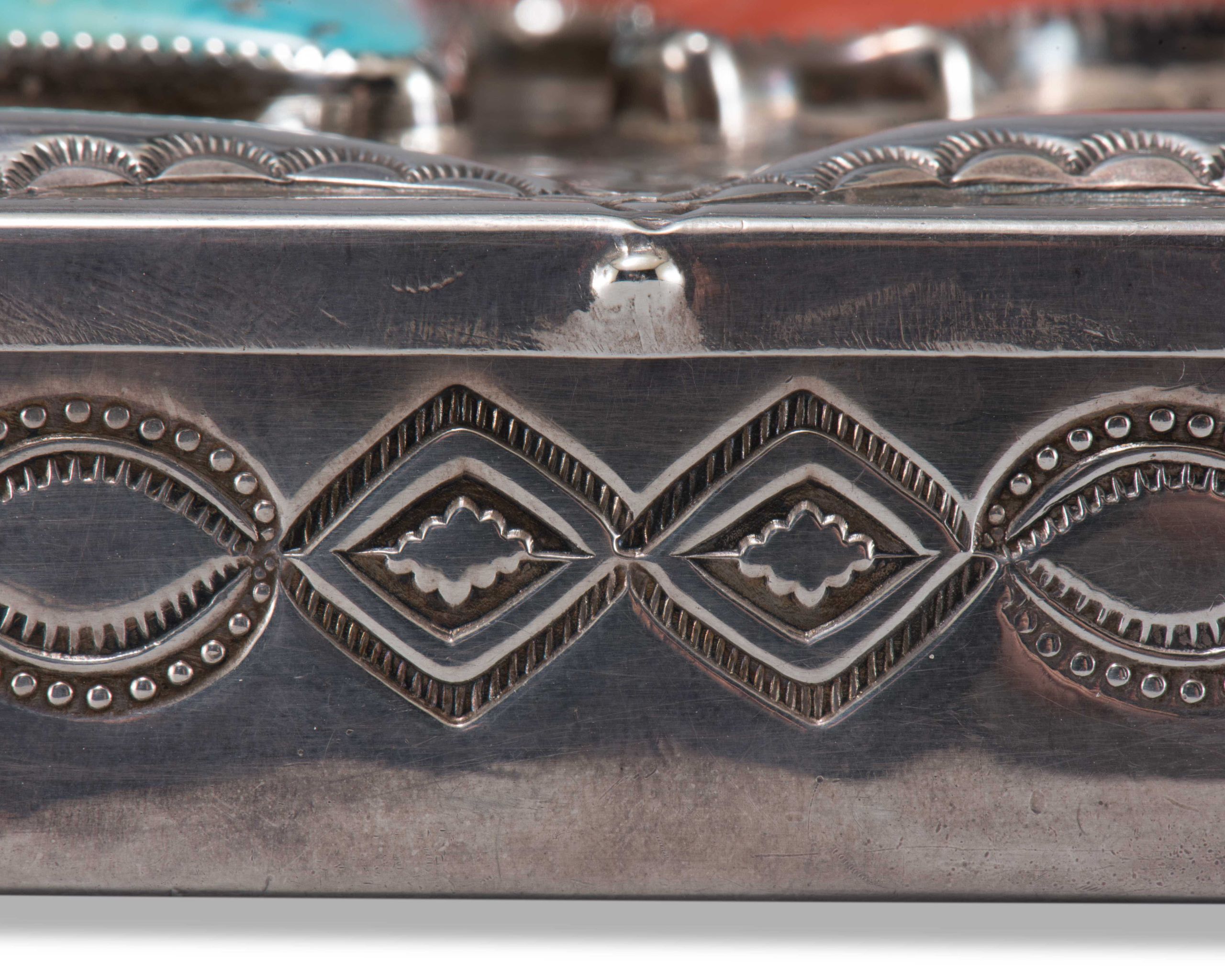 Navajo Box with Turquoise and Coral