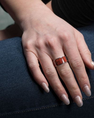 Supersmith Inc Red Coral Collection Inlay Ring