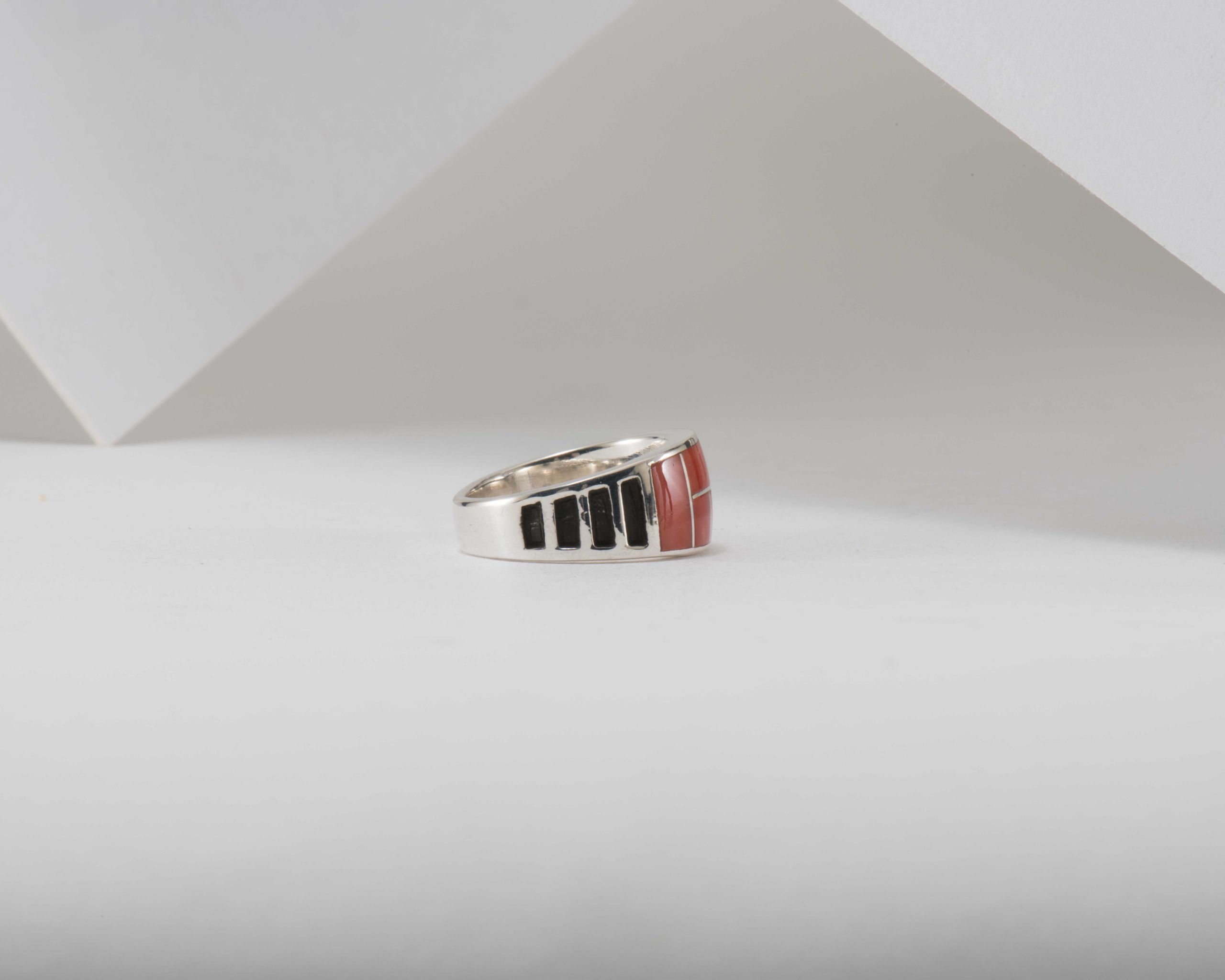 Supersmith Inc Red Coral Collection Inlay Ring