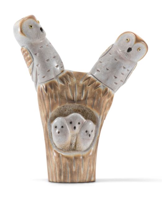 Troy Sice "Nesting Owls" Antler Fetish Carving