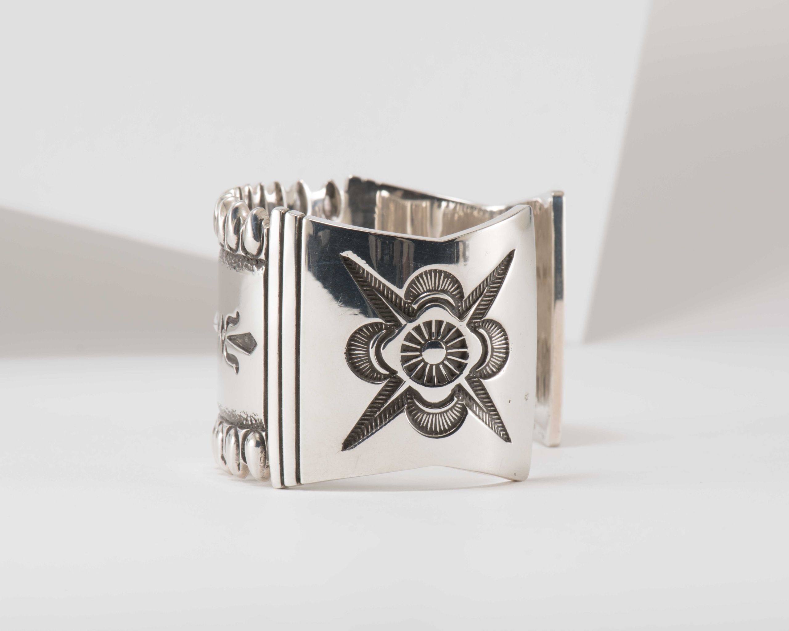Jennifer Curtis Wide Stamped Sterling Silver Cuff - Four Winds Gallery
