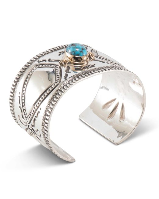 Jennifer Curtis 14kt Gold and Sterling Silver Cuff with Turquoise