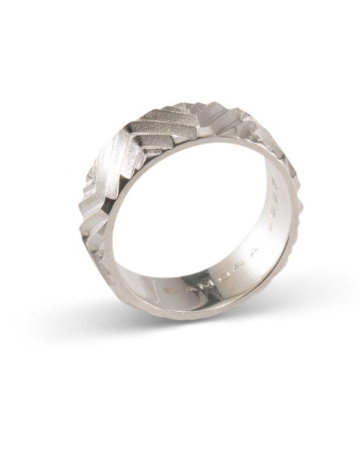 Maria Samora Matte Silver Mountain Range Ring