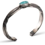 Harry H Begay Carinated Silver Cuff with Turquoise