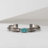 Harry H Begay Carinated Silver Cuff with Turquoise