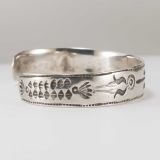 Vintage Navajo Stamped Ingot Silver Cuff Circa 1890s-1910s