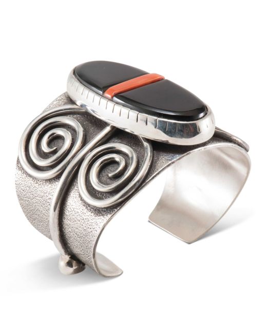 Carol Krena Coral and Black Jade Wide Cuff