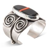 Carol Krena Coral and Black Jade Wide Cuff