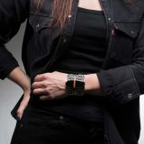 Carol Krena Coral and Black Jade Wide Cuff